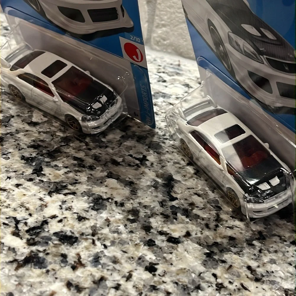 Hot Wheels Honda Civic Si J Imports Toy Car x2 white 1/64 Mattel